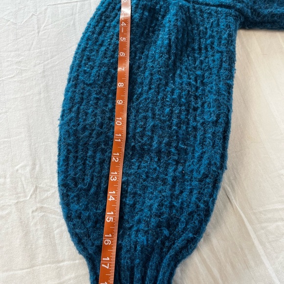 A New Day Womens Blue Chunky Knit Oversized Puff Sleeve Crewneck Sweater Medium - Picture 7 of 7